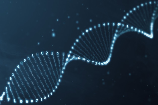 Rotação do dna da ilustração 3d do código hexadecimal