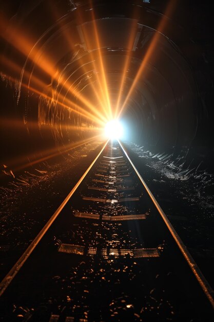 Foto rotas refletoras que levam à luz do túnel