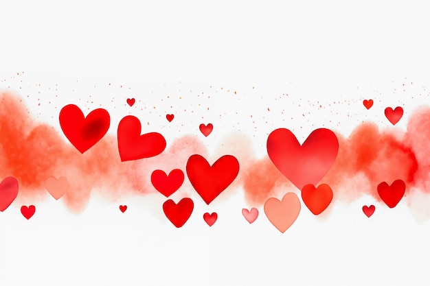 Rote Aquarellherzen auf weißem Hintergrund für Valentinstag und Hochzeitsinladungen
