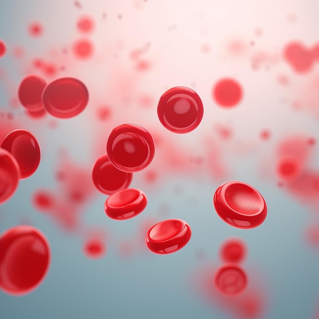 Rote Blutkörperchen auf verschwommenem Hintergrund mit Kopierraum