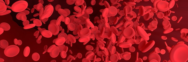 Foto rote blutkörperchen bewegen sich im blutgefäß