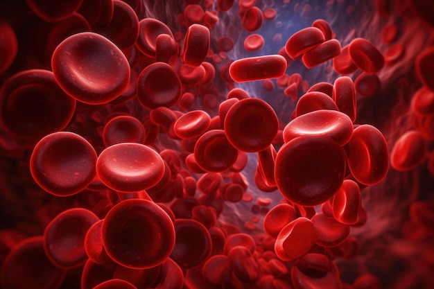 Rote Blutkörperchen Hämoglobin Blut-Anämie-Hintergrund Menschliche rote Erythrozyten Generative ai
