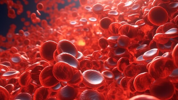 Foto rote blutkörperchen in der vene, die in den blutgefäßen zirkulieren
