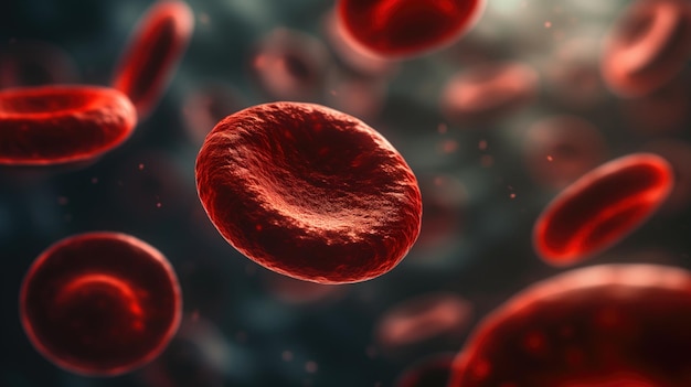 Rote Blutkörperchen mit dramatischem Hintergrundbeleuchtungseffekt