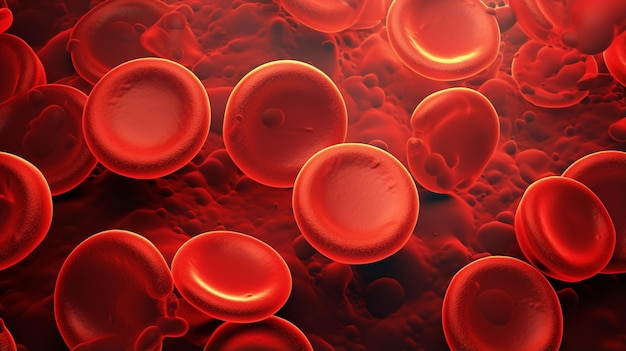 Rote Blutkörperchen unter dem Mikroskop wissenschaftliche Illustration Rote Blutkorben unter dem Mikrose