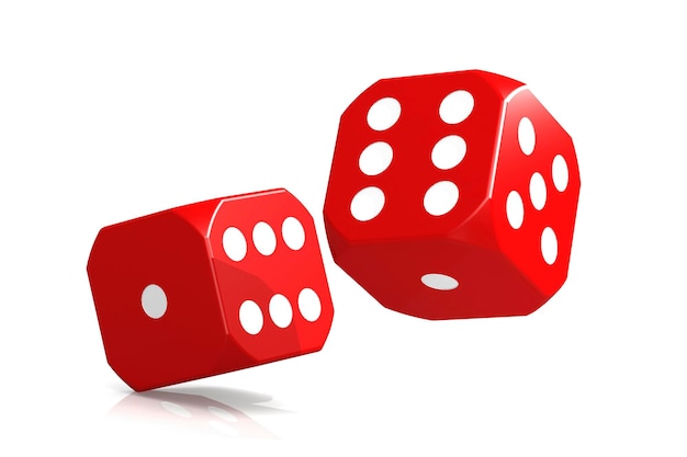 Rote Casino-Würfel isoliert auf weißem Hintergrund