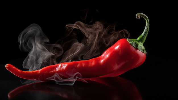 Rote Chilis und heißes Feuer im Hintergrund Generative Ai