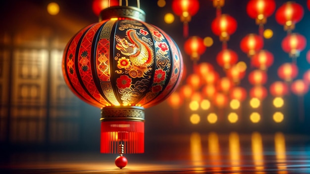 rote chinesische Muster Laterne Chinesisches Neujahr Hintergrund KI Erzeugen Sie ein Bild