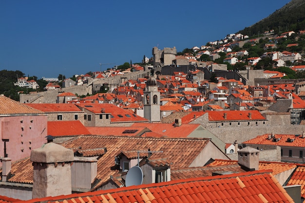 Rote Dächer in der Dubrovnik-Stadt auf adriatischem Meer, Kroatien