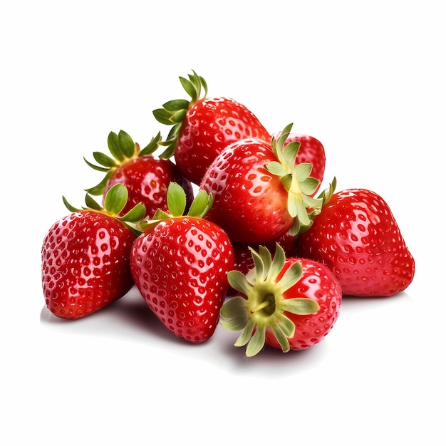 Rote Erdbeere isoliert auf weißem Hintergrund mit Beschneidungspfad Volle Schärfentiefe Fokusstapelung