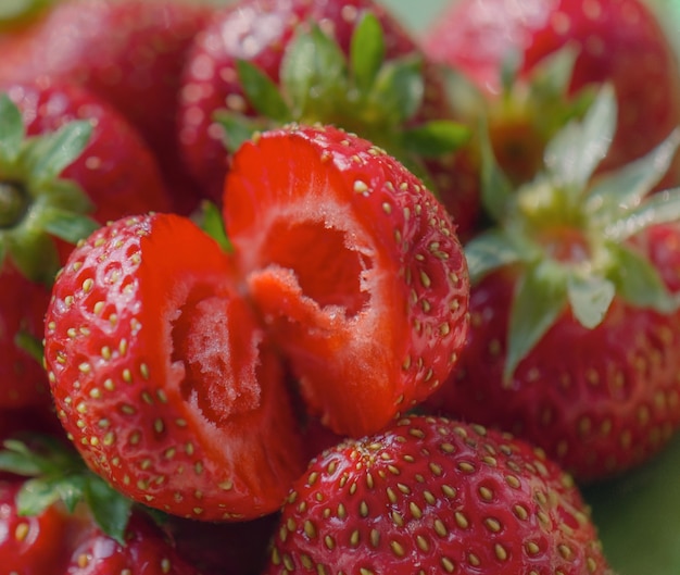 Rote Erdbeeren mit weißen Samen in der Rubrik