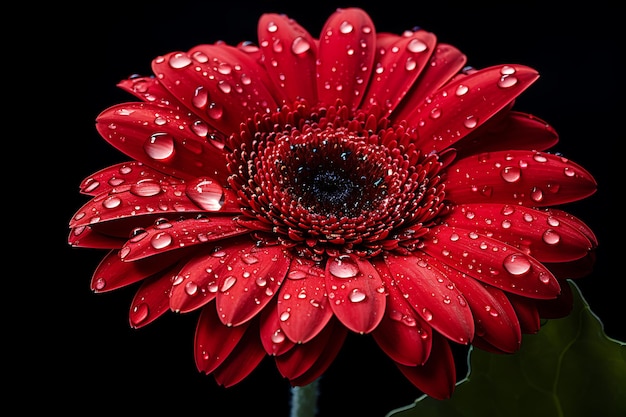 Rote Gerbera mit zarten Wassertropfen