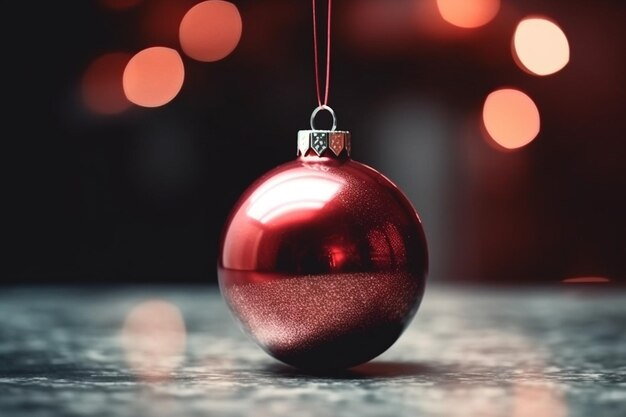 Rote Glaskugel auf dem Weihnachtsbaum