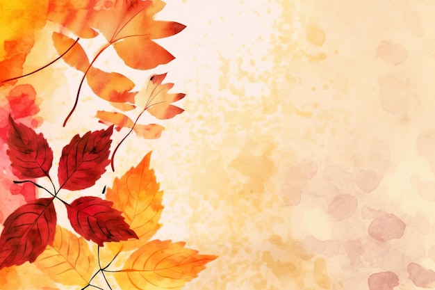 Rote Herbstblätter. Herbsthintergrund, Aquarellmalerei, Blätter, KI-generiert