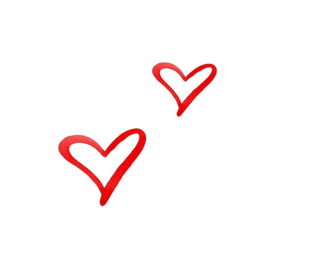 Rote Herzen für den Valentinstag, isoliert auf Weiß