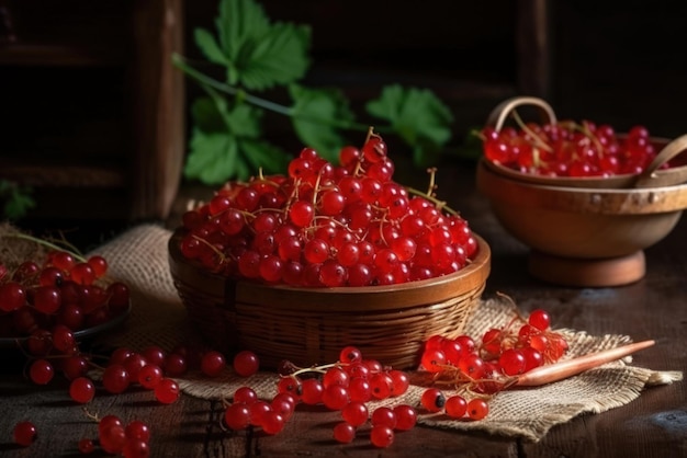 Rote Johannisbeere auf dem Tisch