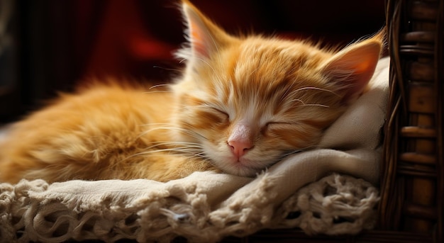 rote Kätzchen in einem Korb charmante schöne Baby-Katzenrassen