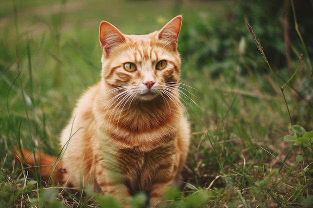 Rote Katze auf Wiese