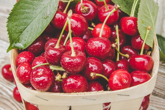 Rote Kirschen Selektiver Fokus Essen Natur Obst.