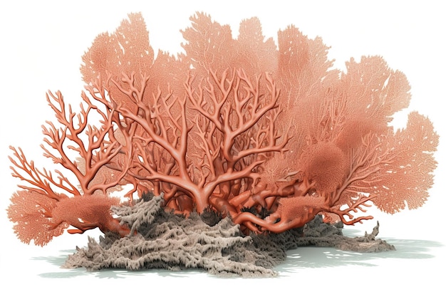 Foto rote korallen isoliert auf weißem hintergrund, generiert durch ki