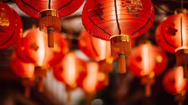 Foto rote laterne hängt in der nacht am chinesischen neujahr