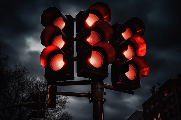 Foto rote lichter kreuzen sich mit schwarzem hintergrund