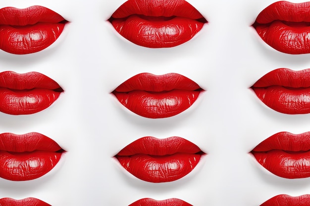 Rote Lippen auf einem glatten weißen Hintergrund vollkommen fehlerlos