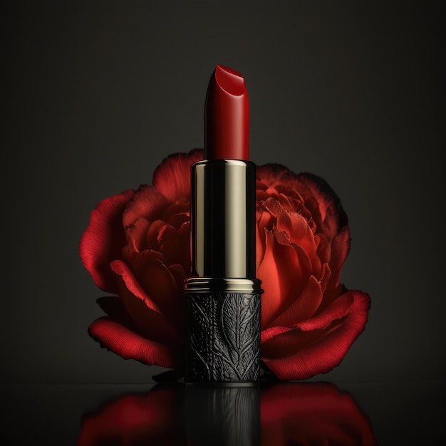 Rote Luxus-Lippenstift-Illustration Generative AI