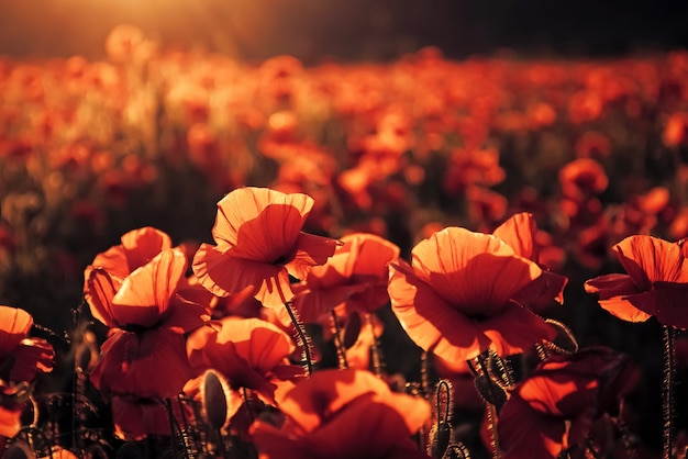 Rote Mohnblumen blühen auf wildem Feld