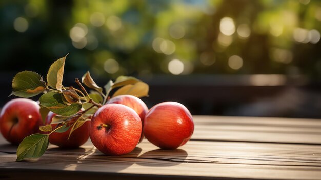 Rote Äpfel auf einem Holztisch