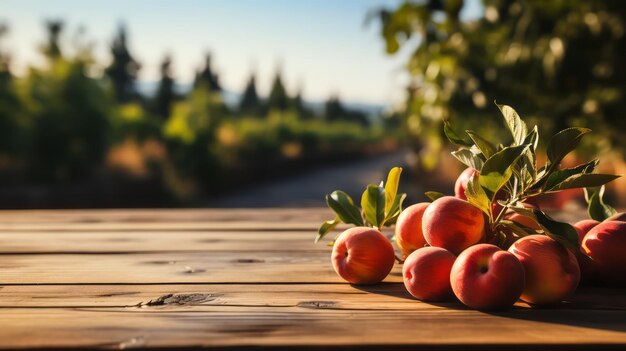 Rote Äpfel auf einem Holztisch