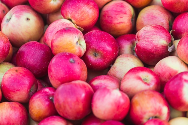 Rote Äpfel Hintergrund Frische Äpfel Sorte im Shop angebaut Apple geeignet für Saft Strudel Apfelpüree Kompott