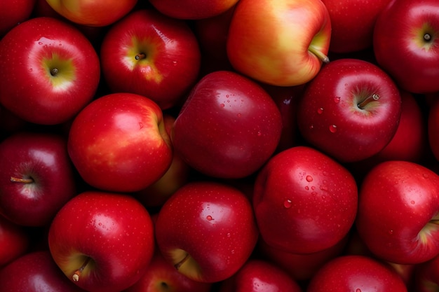 Rote Äpfel Hintergrund mit Wassertropfen Draufsicht