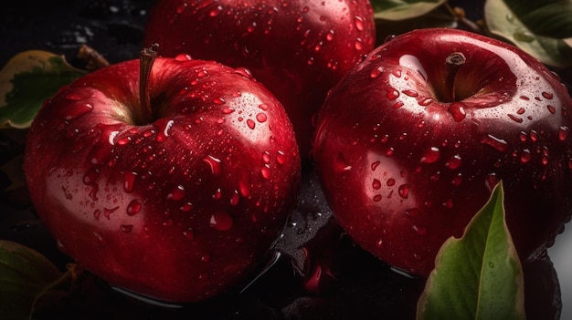 Rote Äpfel mit Wassertropfen auf der Oberfläche