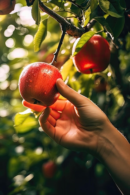 Rote Äpfel pflücken