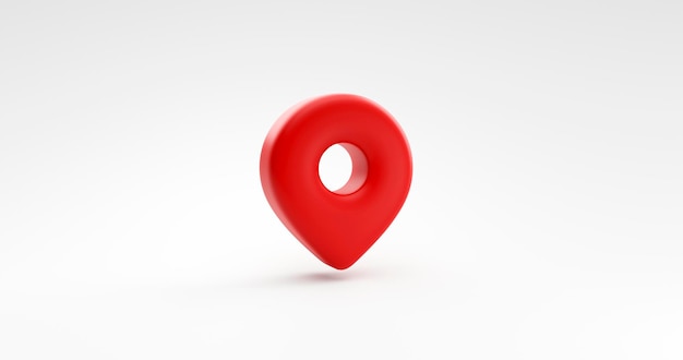 Rote Pin-Markierung GPS-Navigation Positionspunkt oder Zeigersymbol Symboldarstellung isoliert auf weißem Hintergrund 3D-Rendering