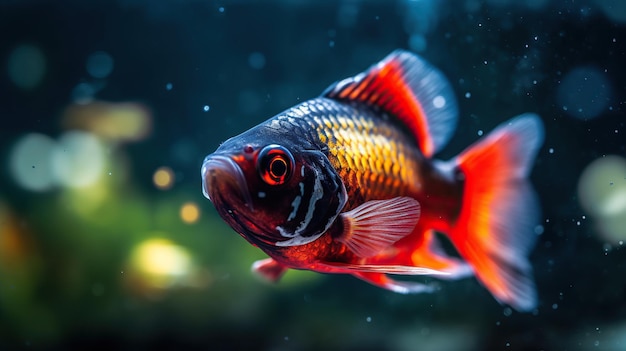 Rote Piranha im Wasser Schöner Fisch