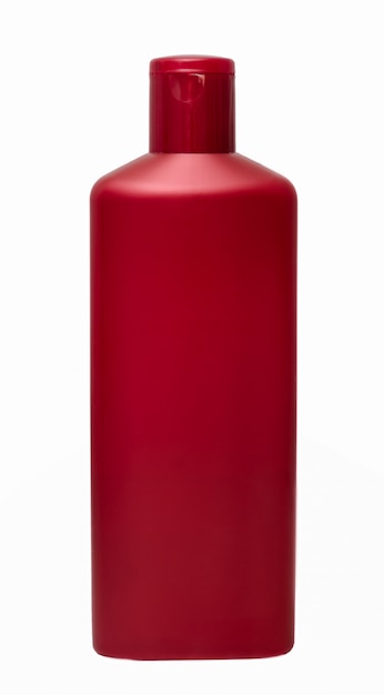 Rote Plastikflasche für Shampoo