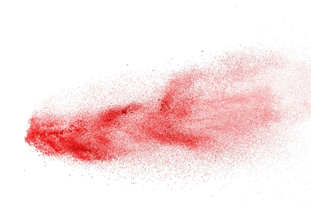 Foto rote pulverexplosion isoliert auf weiß