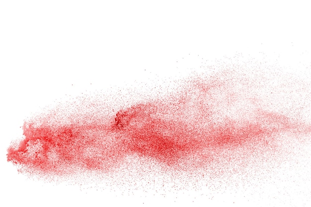 Foto rote pulverexplosion isoliert auf weiß