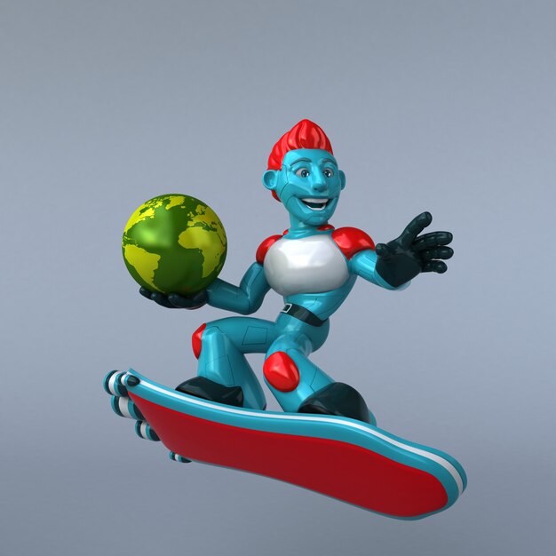 Rote Roboter-3D-Illustration