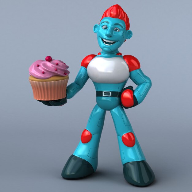 Rote Roboter-3D-Illustration