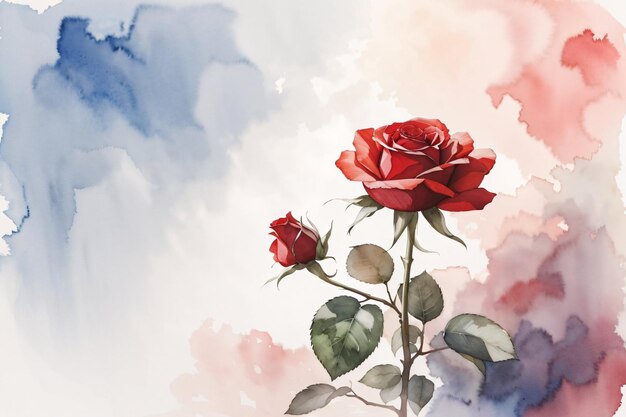 Rote Rose Blume Hintergrund Aquarell botanische Illustration Frühlingssaison