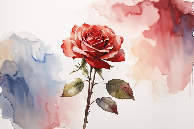 Rote Rose Blume Hintergrund Aquarell botanische Illustration Frühlingssaison