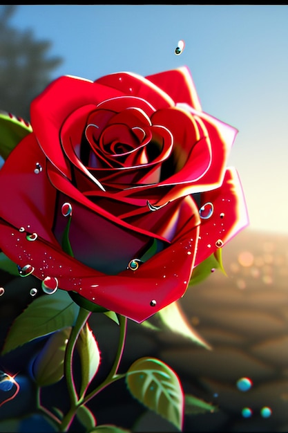 Rote Rose HD Wallpaper Hintergrund Illustration Cartoon Animation Designmaterial