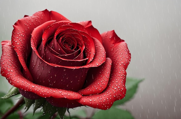 Rote Rose im Regen Generative KI