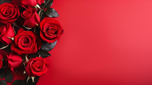 Rote Rosen auf einem roten Hintergrund