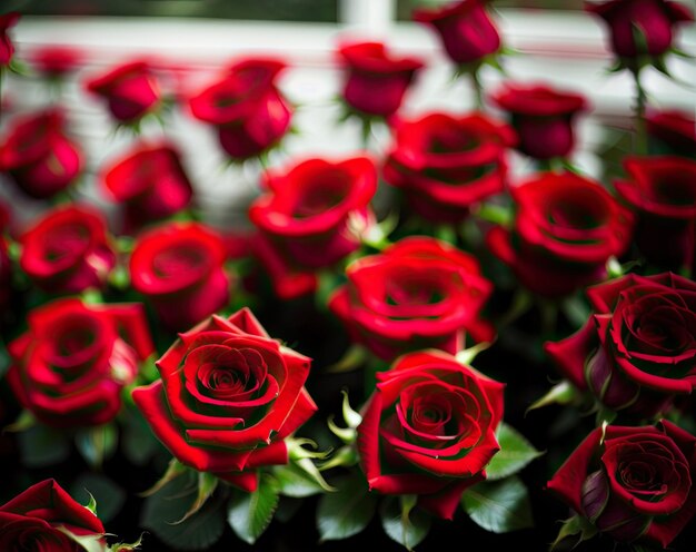 rote Rosen im Garten