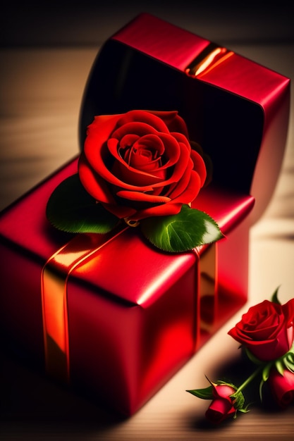 Rote Rosen in einer Geschenkbox