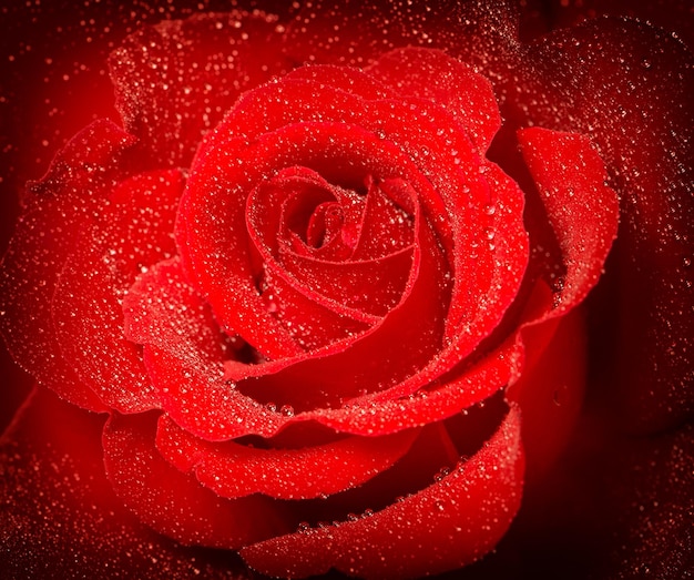 Rote Rosenblüte mit Wassertropfen Vintage-Stil getönt Selektiver Fokus